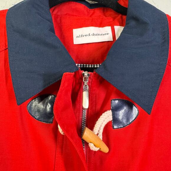 ALFRED DUNNER Coat Jacket 14 Nautical Barn Gingham Lining Toggle & Zip Closure - Picture 13 of 16